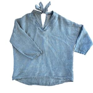 100% Linen Viola Borghi Flowy Oversized Blouse Top Women’s Size Medium